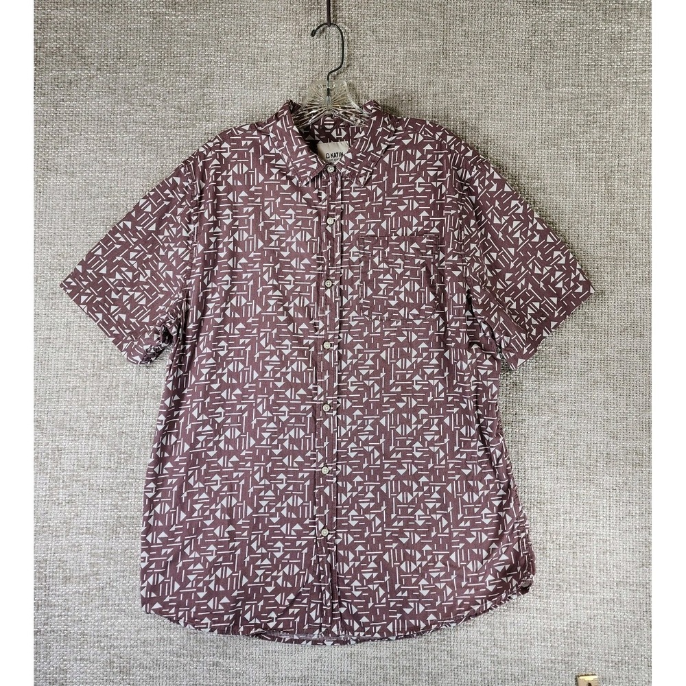 Katin Button Down Shirt Mens XL Mauve Geometric‎ Short Sleeve 100% Cotton